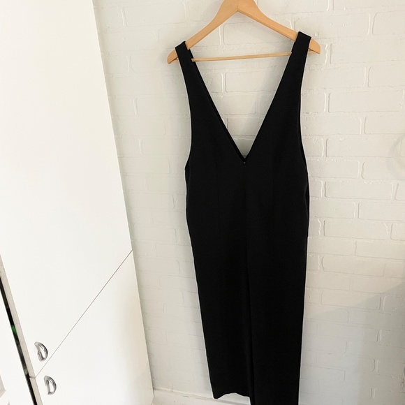 Oak + Fort Women's Jumpsuit Black Deep plunge V neck Pockets Wide leg S - Picture 5 of 12
